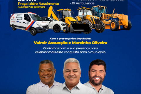 Prefeito Zico de Baiato convida população para maior entrega de máquinas e veículos da história de Alcobaça