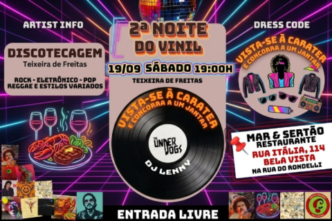 2ª Noite do Vinil reúne música e nostalgia neste sábado em Teixeira de Freitas